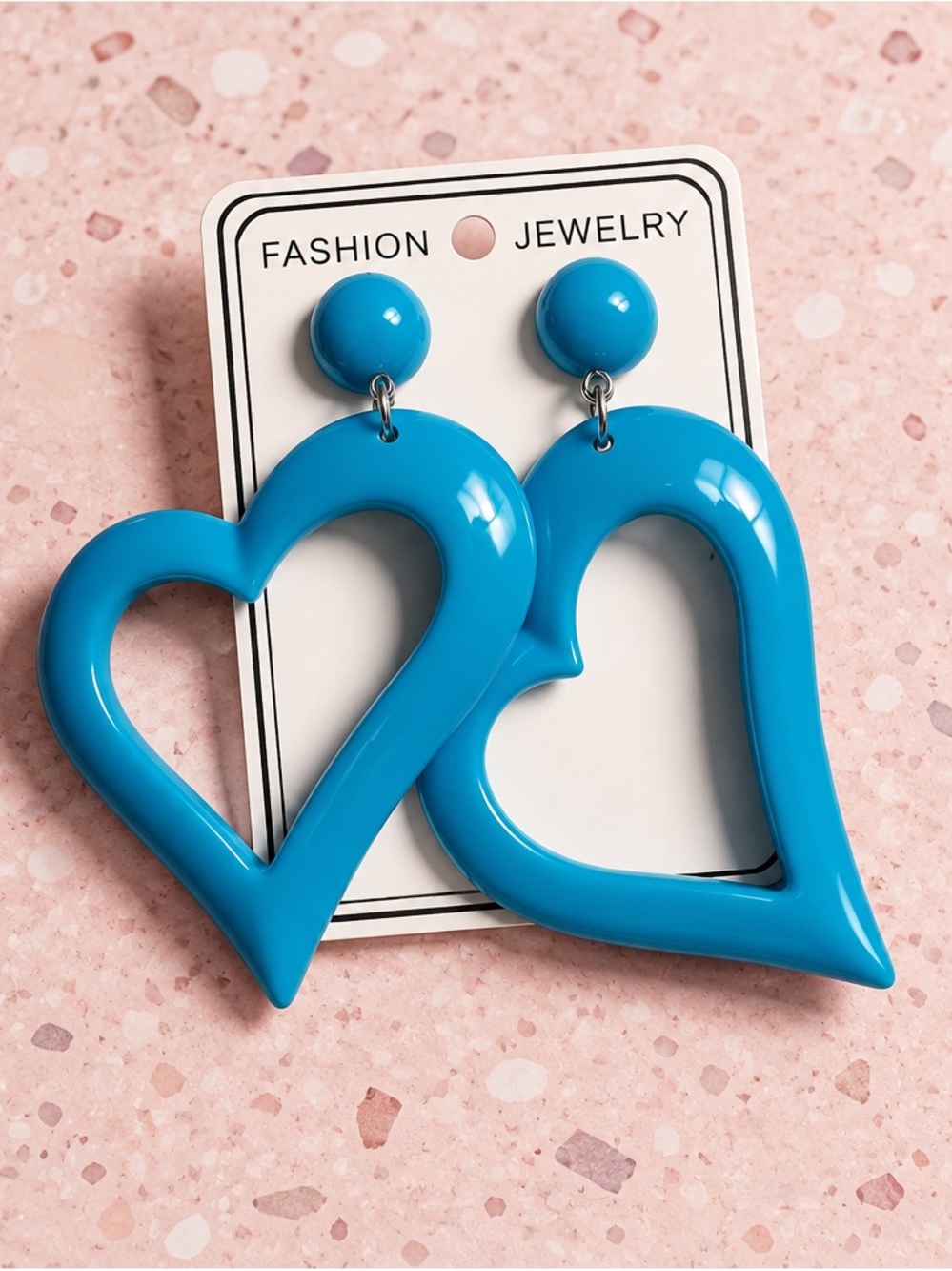 Fashion Jewelry Bright Blue Heart Drop Earrings